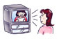 イラスト　テレビを見る女性