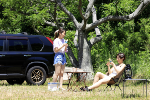 姫島キャンプ場で過ごす様子