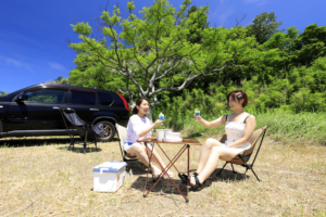 姫島キャンプ場で過ごす様子